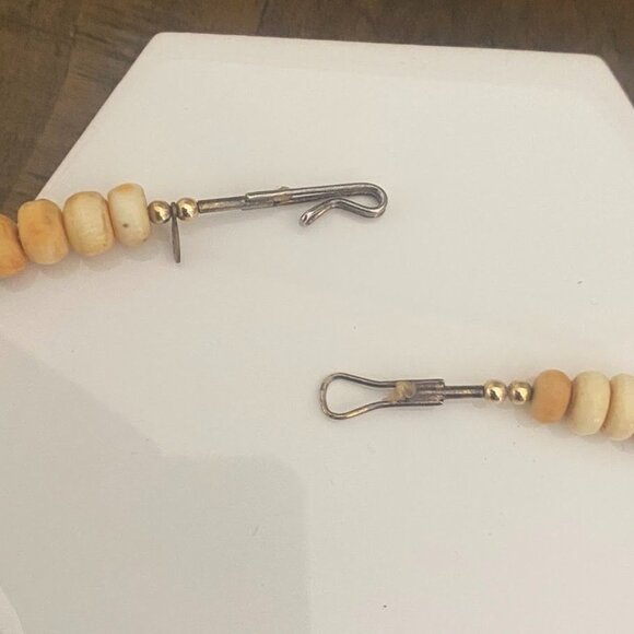 Vintage MJ Bone & Horn Necklace Red Jasper Square & Round Beads 27" - Picture 11 of 11